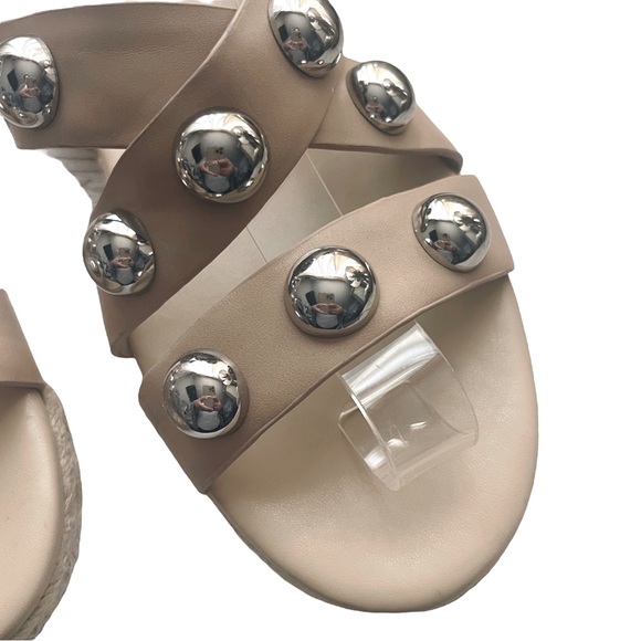 Marc Fisher Prisca Ball Stud Slide Espadrille Sandals Size 10 Crisscross Nude - Picture 6 of 7